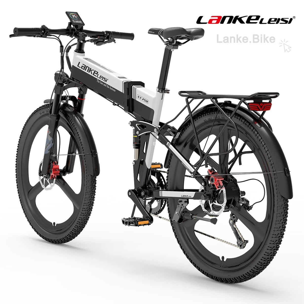 LANKELEISI XT750 Sports Edition Folding Electric Mountain Bike – 500W Motor, 12.8Ah Battery, 26” Tires