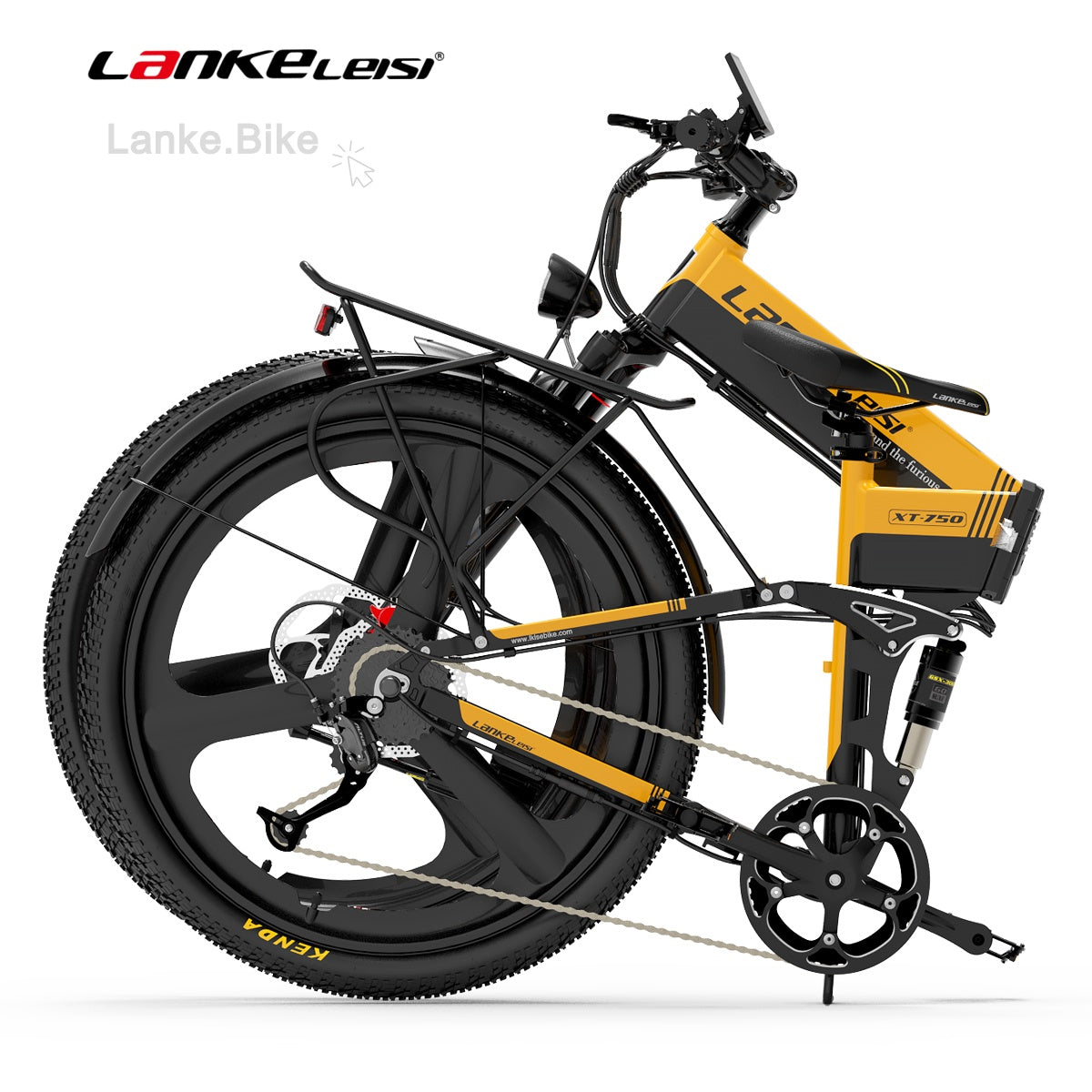 LANKELEISI XT750 Sports Edition Folding Electric Mountain Bike – 500W Motor, 12.8Ah Battery, 26” Tires