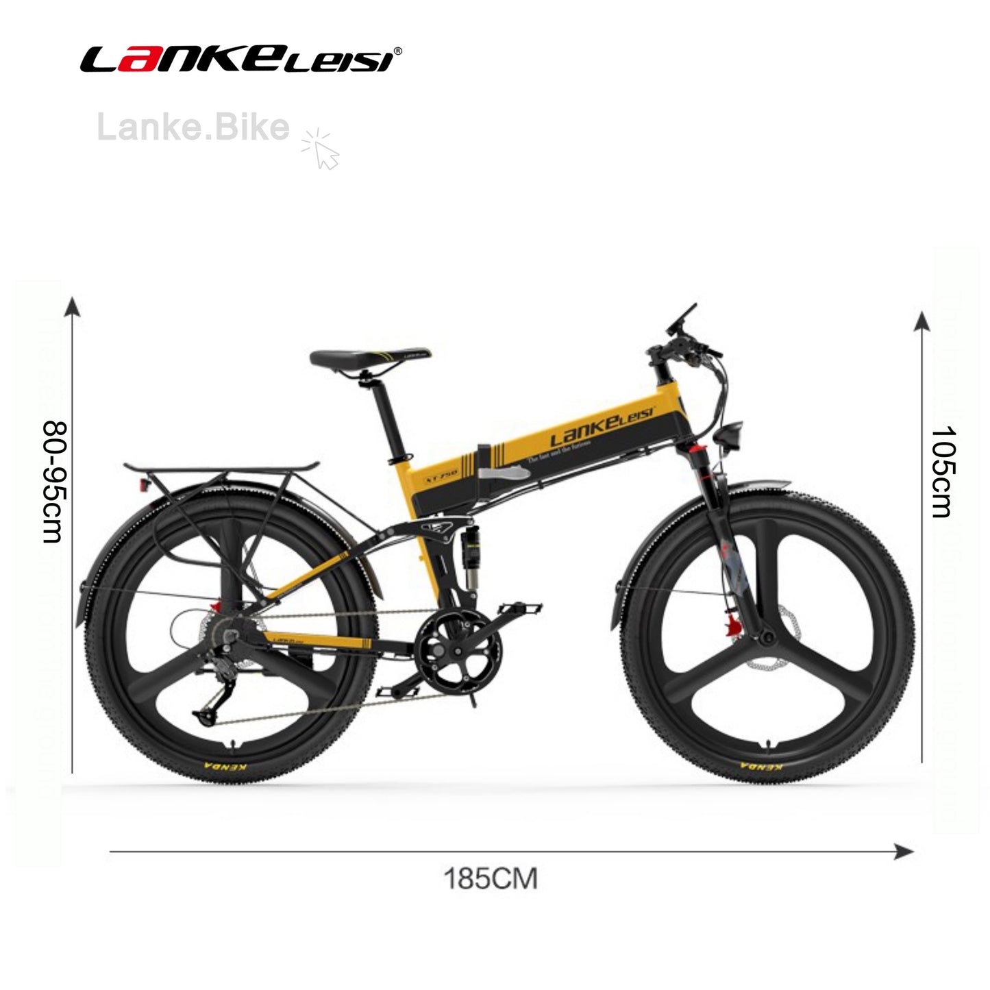 LANKELEISI XT750 Sports Edition Folding Electric Mountain Bike – 500W Motor, 12.8Ah Battery, 26” Tires