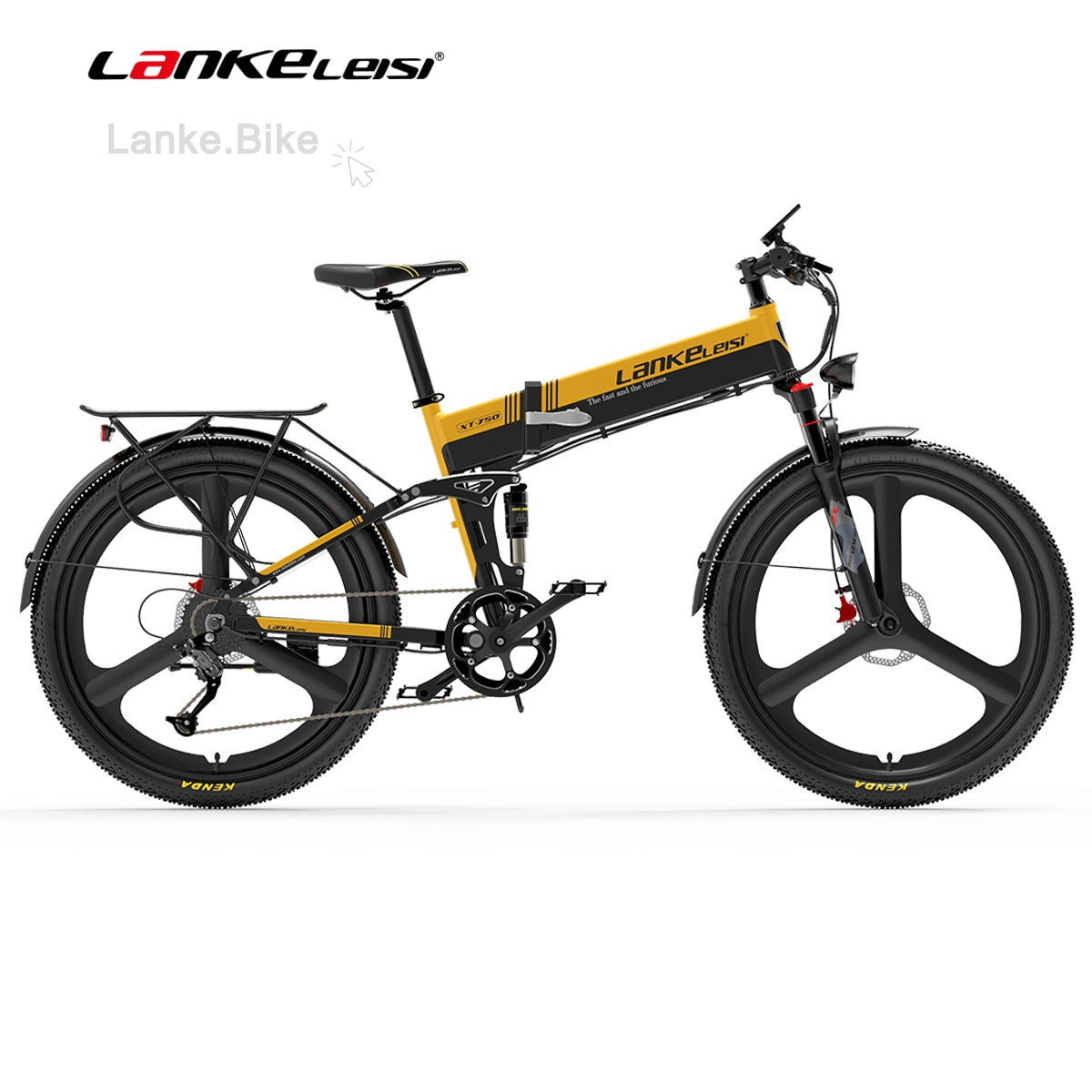 LANKELEISI XT750 Sports Edition Folding Electric Mountain Bike – 500W Motor, 12.8Ah Battery, 26” Tires