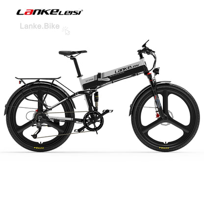 LANKELEISI XT750 Sports Edition Folding Electric Mountain Bike – 500W Motor, 12.8Ah Battery, 26” Tires