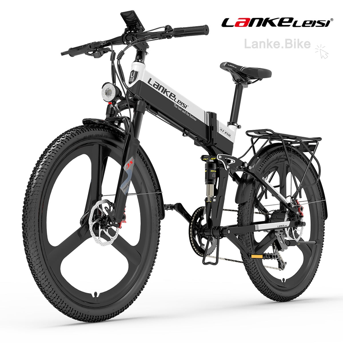 LANKELEISI XT750 Sports Edition Folding Electric Mountain Bike – 500W Motor, 12.8Ah Battery, 26” Tires