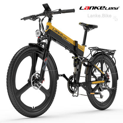 LANKELEISI XT750 Sports Edition Folding Electric Mountain Bike – 500W Motor, 12.8Ah Battery, 26” Tires