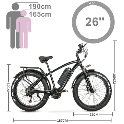 M26 750W Powerful Electric Bike 26 Inch Fat Tire Mountain Bike Snow Bike 48V 17Ah Lithium Battery Fast Speed