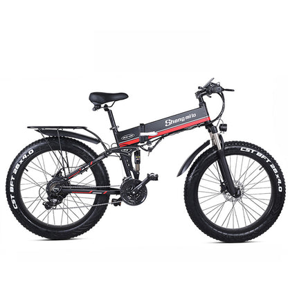 MX01 26 Inch Folding Electric Bicycle, 48V 1000W Powerful Motor, Mountain Bike Fat Bike, 5-level Pedal Assist Snow Bike