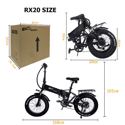 RX20 750W Folding Electric Bicycle 20*4.0 Fat Tire Mountain Bike 48V E-bike Full Suspension