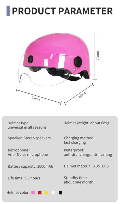 AI Smart Helmet with Front & Rear HD Built-in Camera, Bluetooth Calling and WIFI , Support Phone APP Live Check,Save and Share