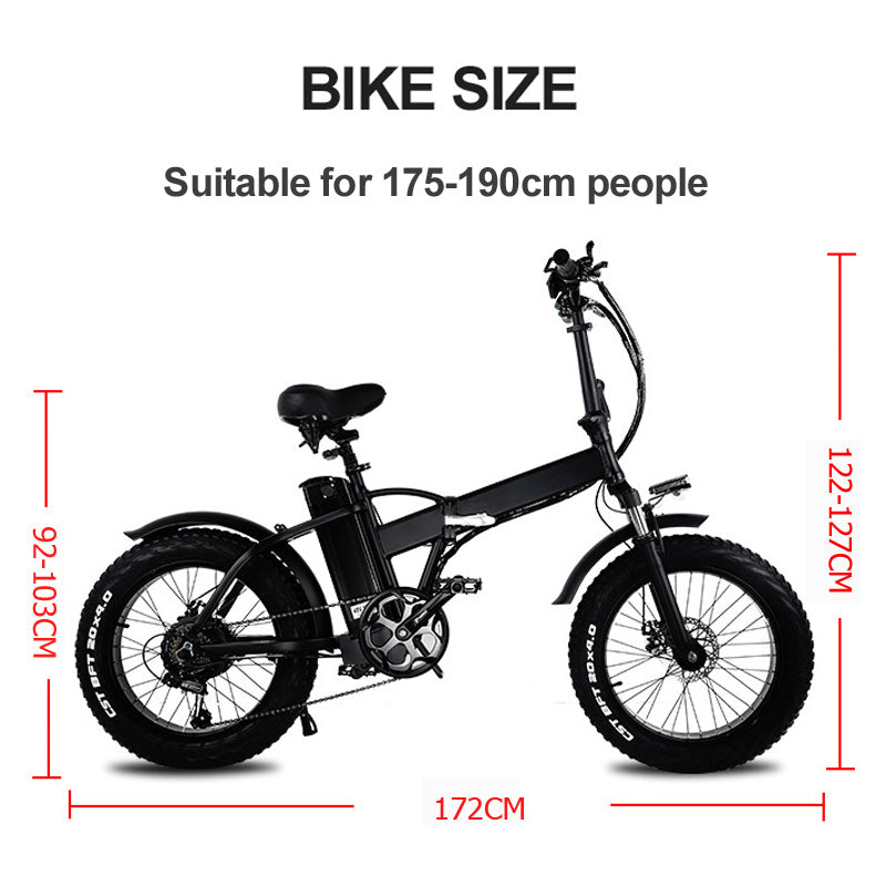 GW20 750W 20 Inch Electric Folding Bike, 4.0 Fat Tire, 48V Powerful Lithium Battery, Snow Bike, Power Assist Bicycle