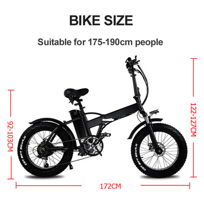 GW20 750W 20 Inch Electric Folding Bike, 4.0 Fat Tire, 48V Powerful Lithium Battery, Snow Bike, Power Assist Bicycle