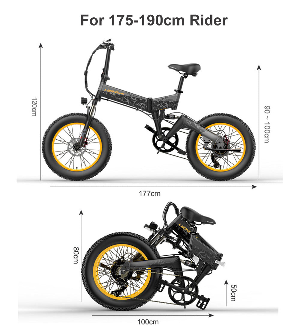 Lankeleisi X3000plus 1000W Folding E-bike 48V 17.5A Electric Bike Snow Bike 20 Inch Mountain Bike Front & Rear Full Suspension