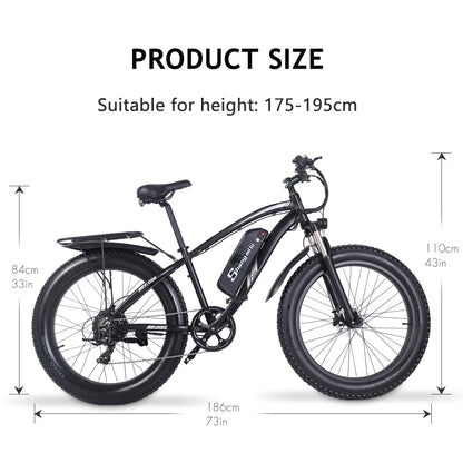 Shengmilo MX02S 26 Inch Electric Bike 1000W Mens Mountain Bike Snow Bike 48V17Ah Lithium Battery 4.0 Fat Tire E-bike Hydraulic Disc Brake