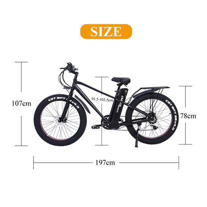 KS26 750W Powerful Electric Bike, 26 Inch 4.0 Fat Tire Mountain Bike, 48V 20Ah Battery, Front & Rear Disc Brake